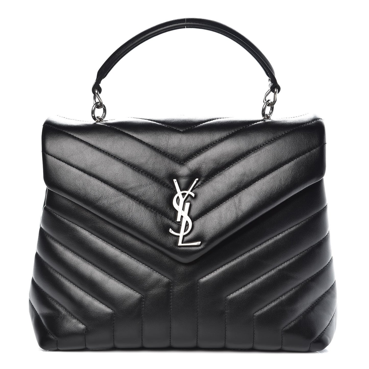 Calfskin Y Quilted Monogram Medium Loulou Satchel Black