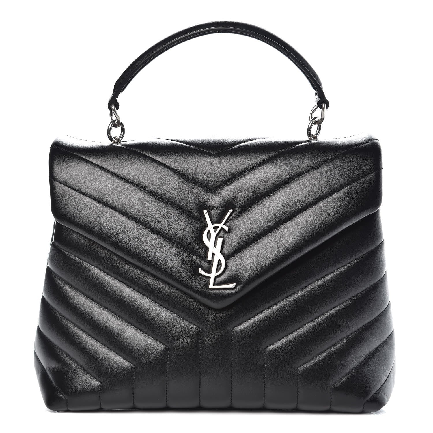 Saint Laurent Calfskin Y Quilted Monogram Medium Loulou Satchel Black 1 of 8