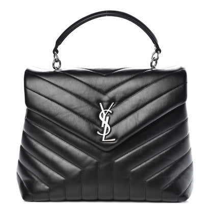 Saint Laurent Calfskin Y Quilted Monogram Medium Loulou Satchel Black 1 of 8