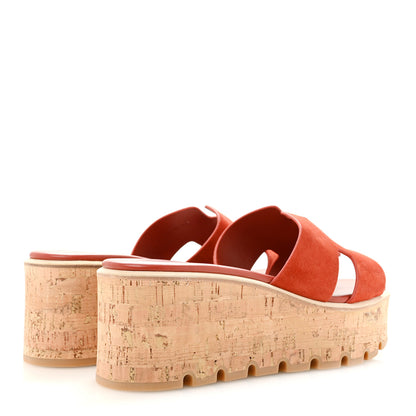 Hermes Suede Goatskin Cork Eze 30 Sandals 40 Orange Brulee 5 of 10