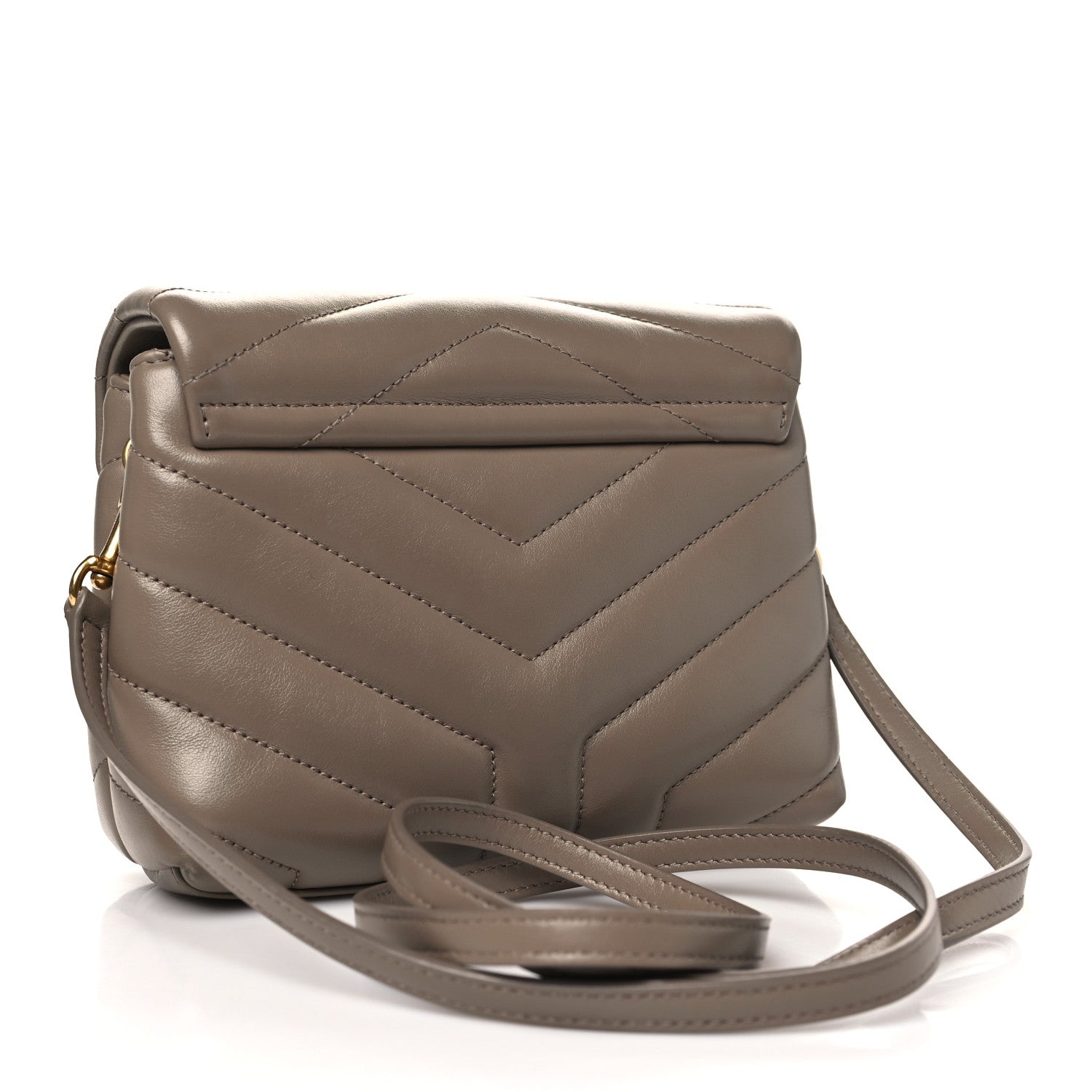 Saint Laurent Calfskin Y Quilted Monogram Toy Loulou Crossbody Bag Greyish Brown 3 of 11