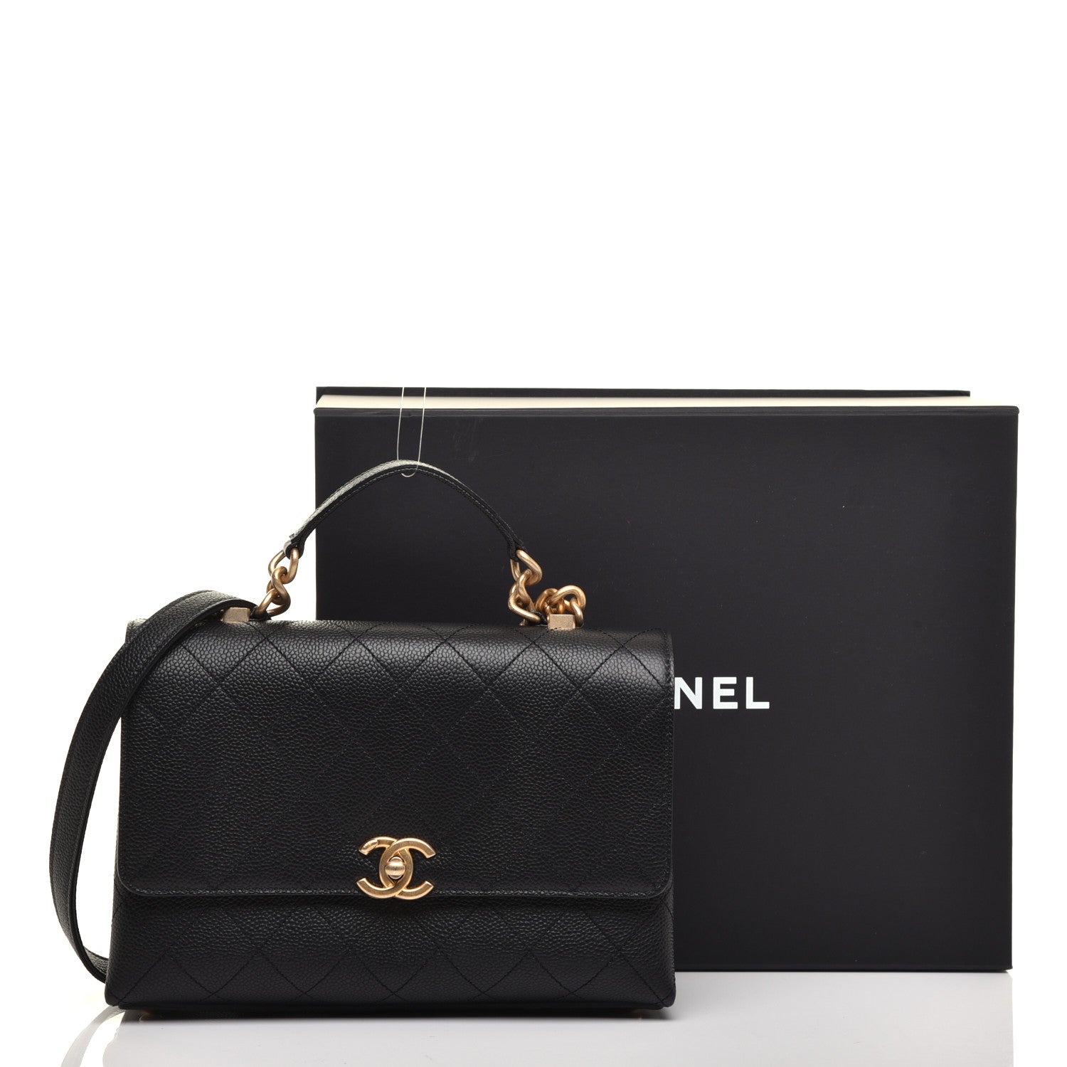 Chanel Caviar Diamond Stitched Small Top Handle Flap Black 12 of 12