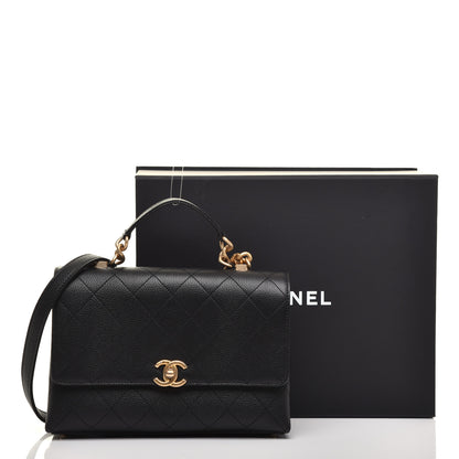 Chanel Caviar Diamond Stitched Small Top Handle Flap Black 12 of 12