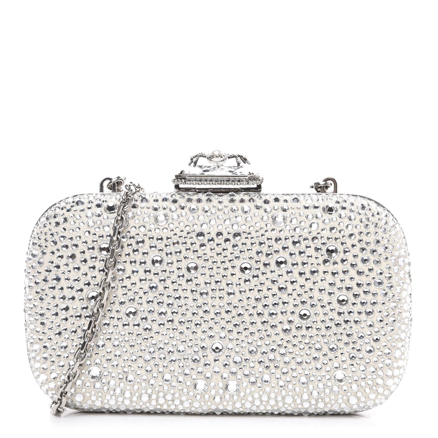 Alexander McQueen Crystal Spider Box Chain Clutch Silver 1 of 9