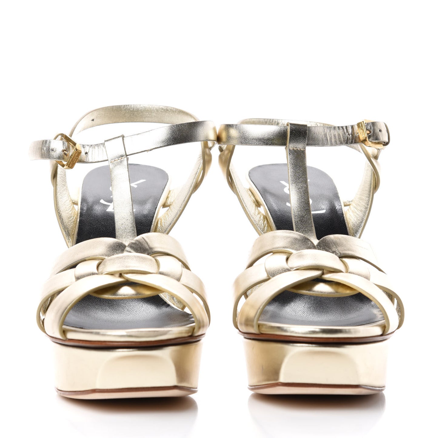 Metallic Nappa Tribute 75 Platform Sandals 38 Gold