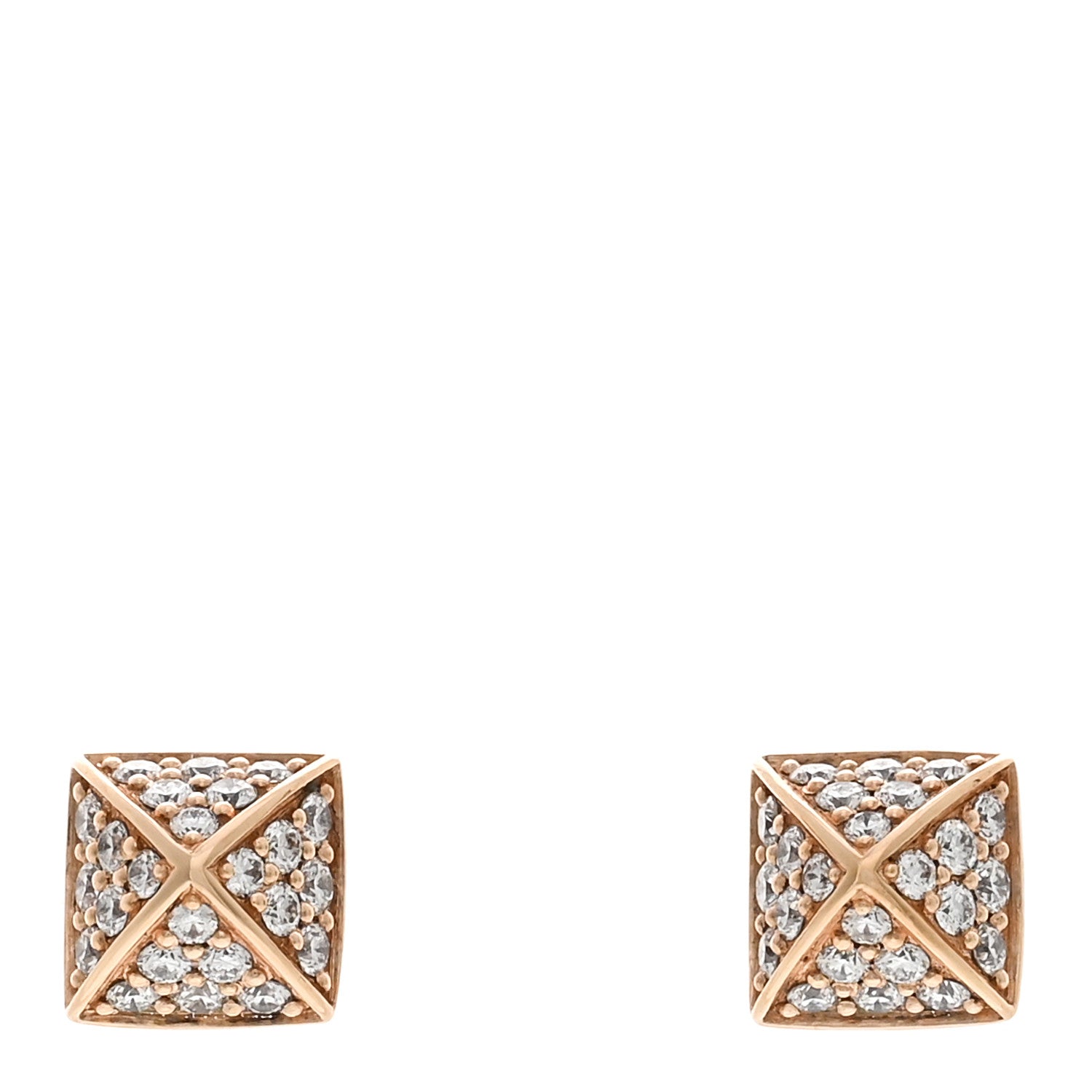 Hermes 18K Rose Gold Diamond Clou d'H Stud Earrings 1 of 5