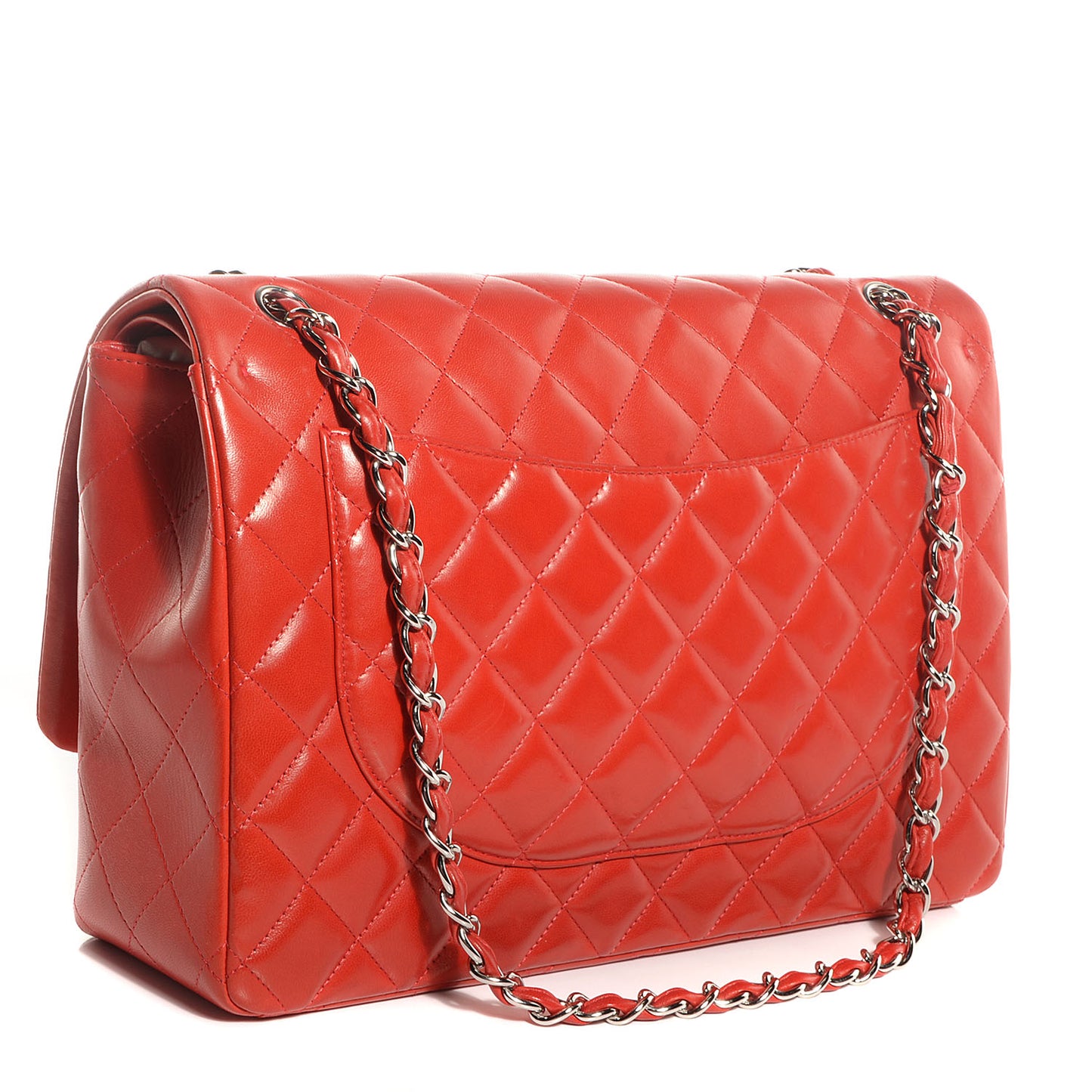 Lambskin Quilted Maxi Double Flap Red