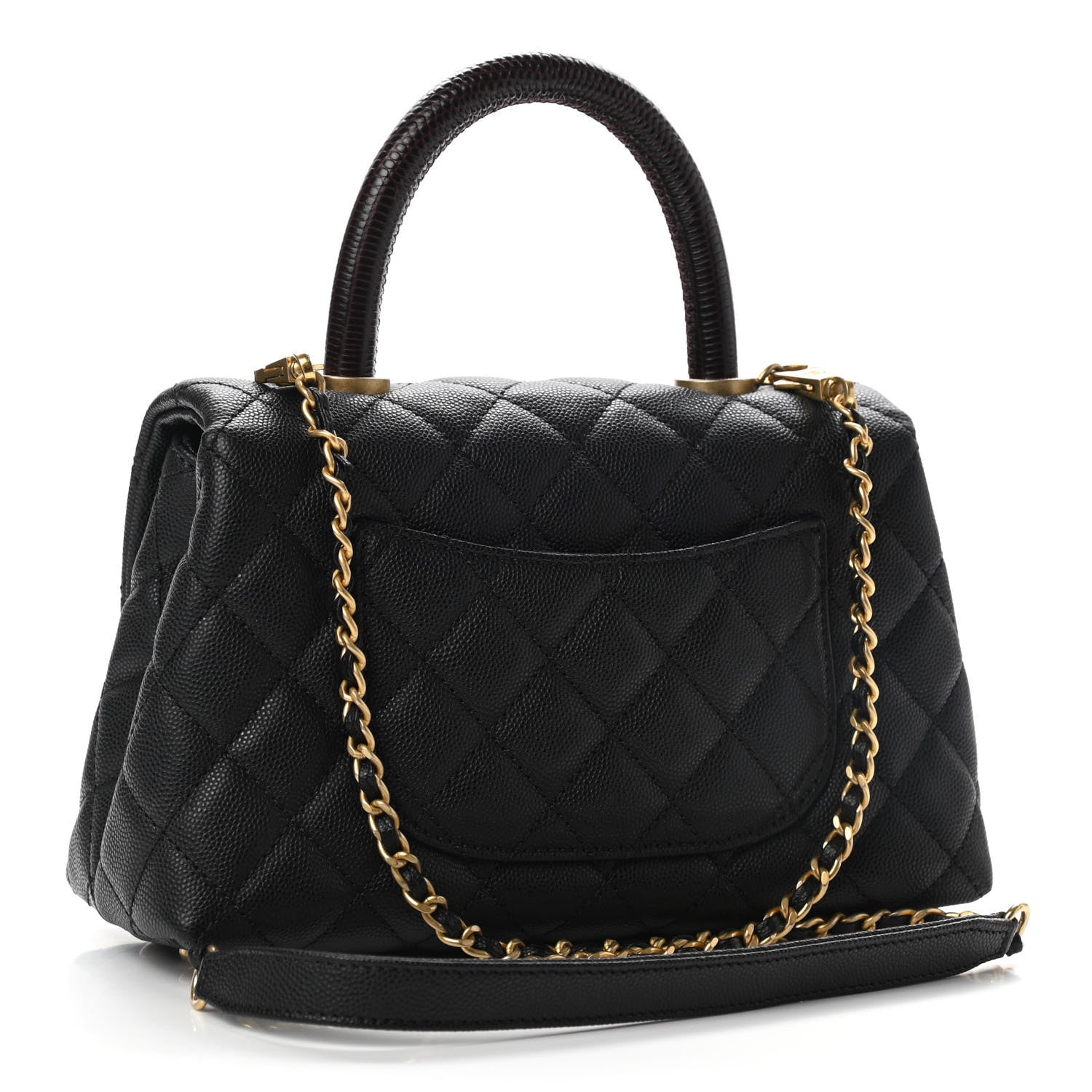 Chanel Caviar Lizard Embossed Quilted Mini Coco Handle Flap Black 2 of 9