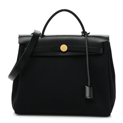 Hermes Military Toile Vache Hunter Herbag Zip PM 31 Black 1 of 10
