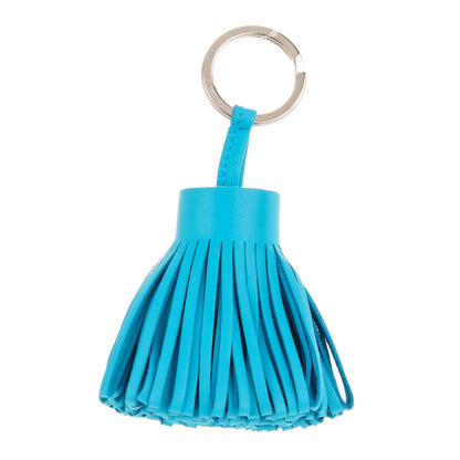 Hermes Lambskin Carmen Tassel Key Holder Bleu Azteque 1 of 3