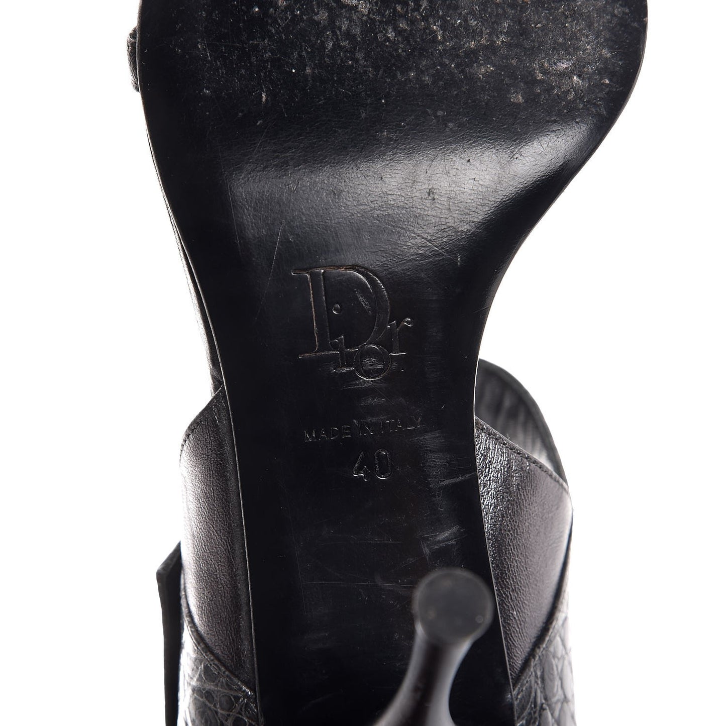 Metallic Lambskin Alligator Mule Sandals 40 Dark Silver