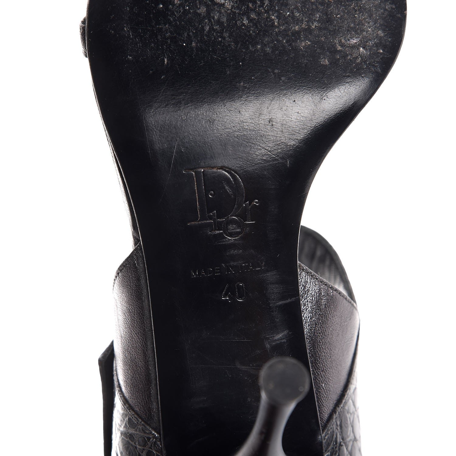 Christian Dior Metallic Lambskin Alligator Mule Sandals 40 Dark Silver 8 of 11