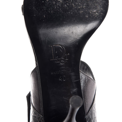 Christian Dior Metallic Lambskin Alligator Mule Sandals 40 Dark Silver 8 of 11