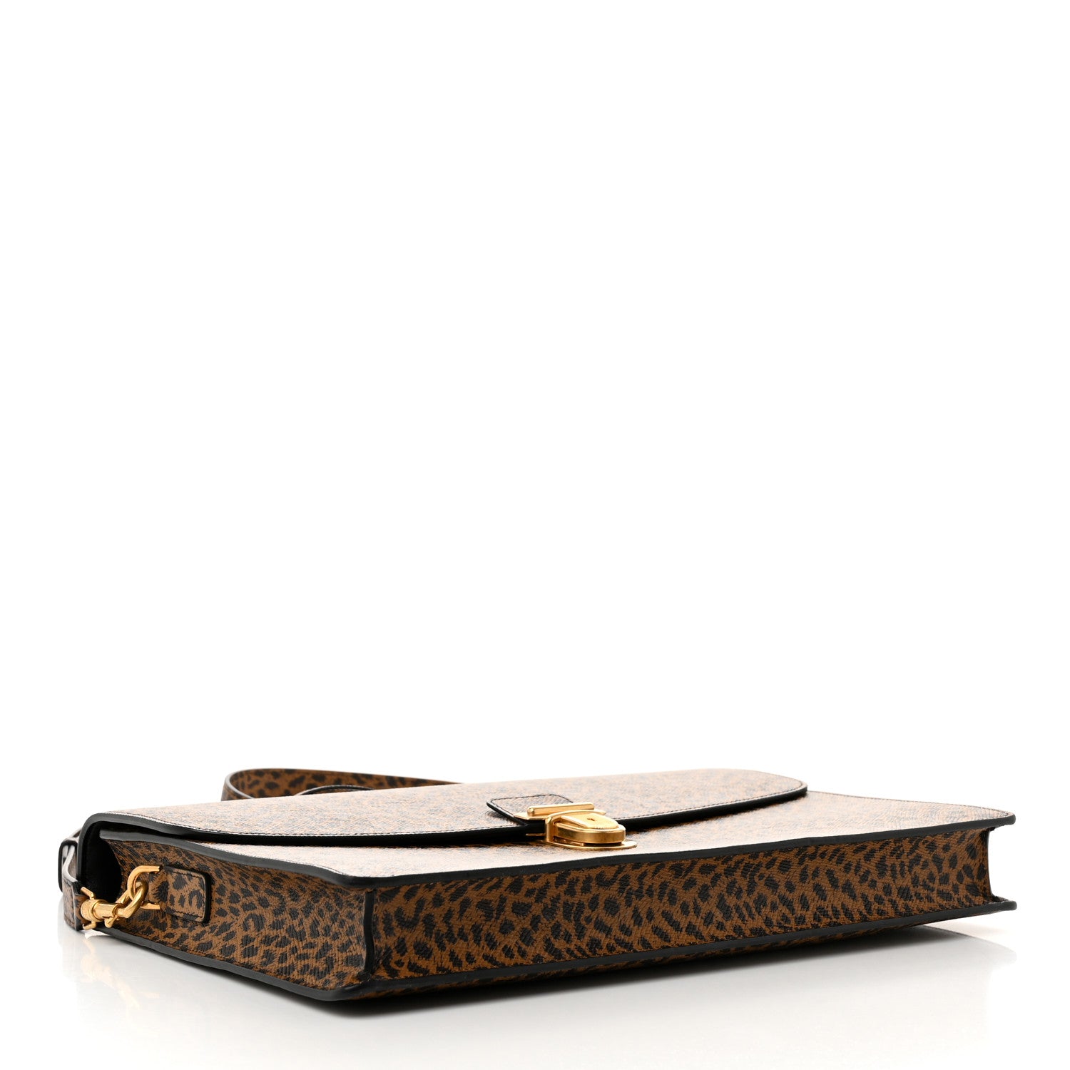 Celine Grained Calfskin Leopard Print Cartable Small Briefcase Brown Black 4 of 11