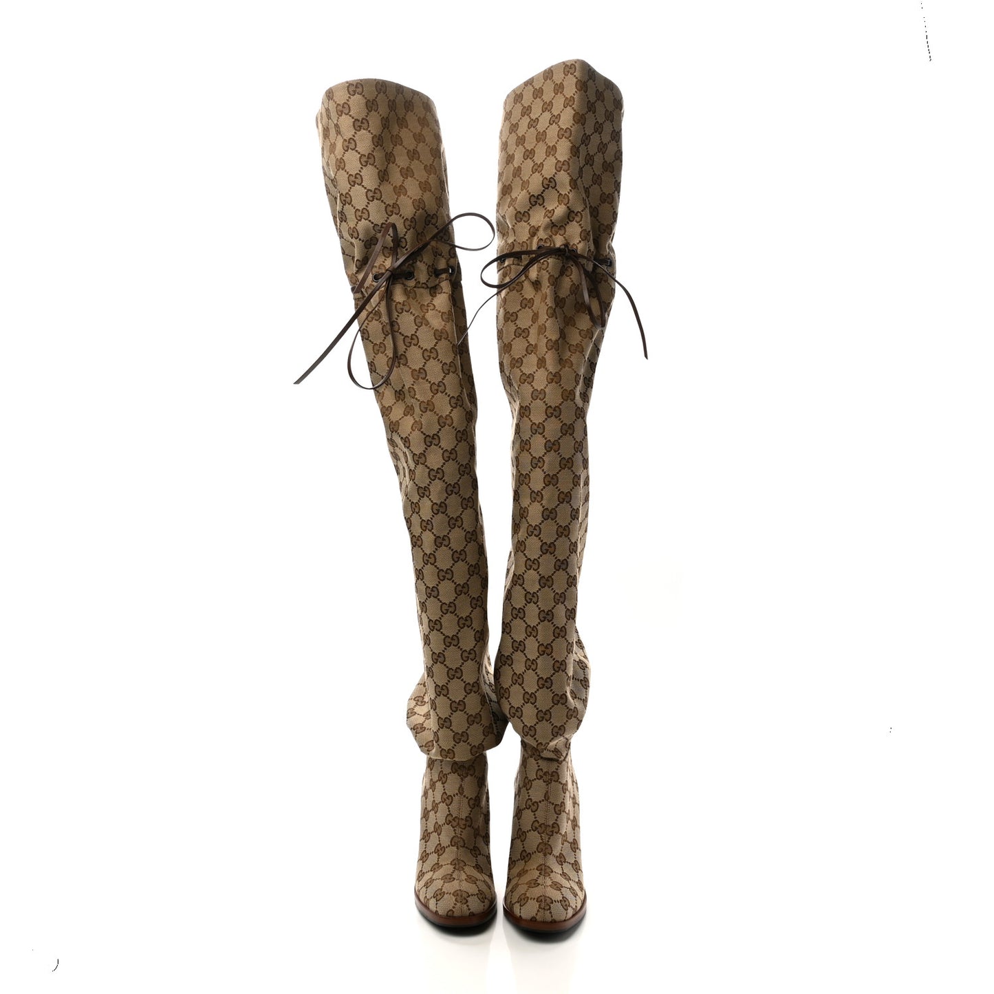 Monogram Over the Knee Boots 36 Beige Ebony