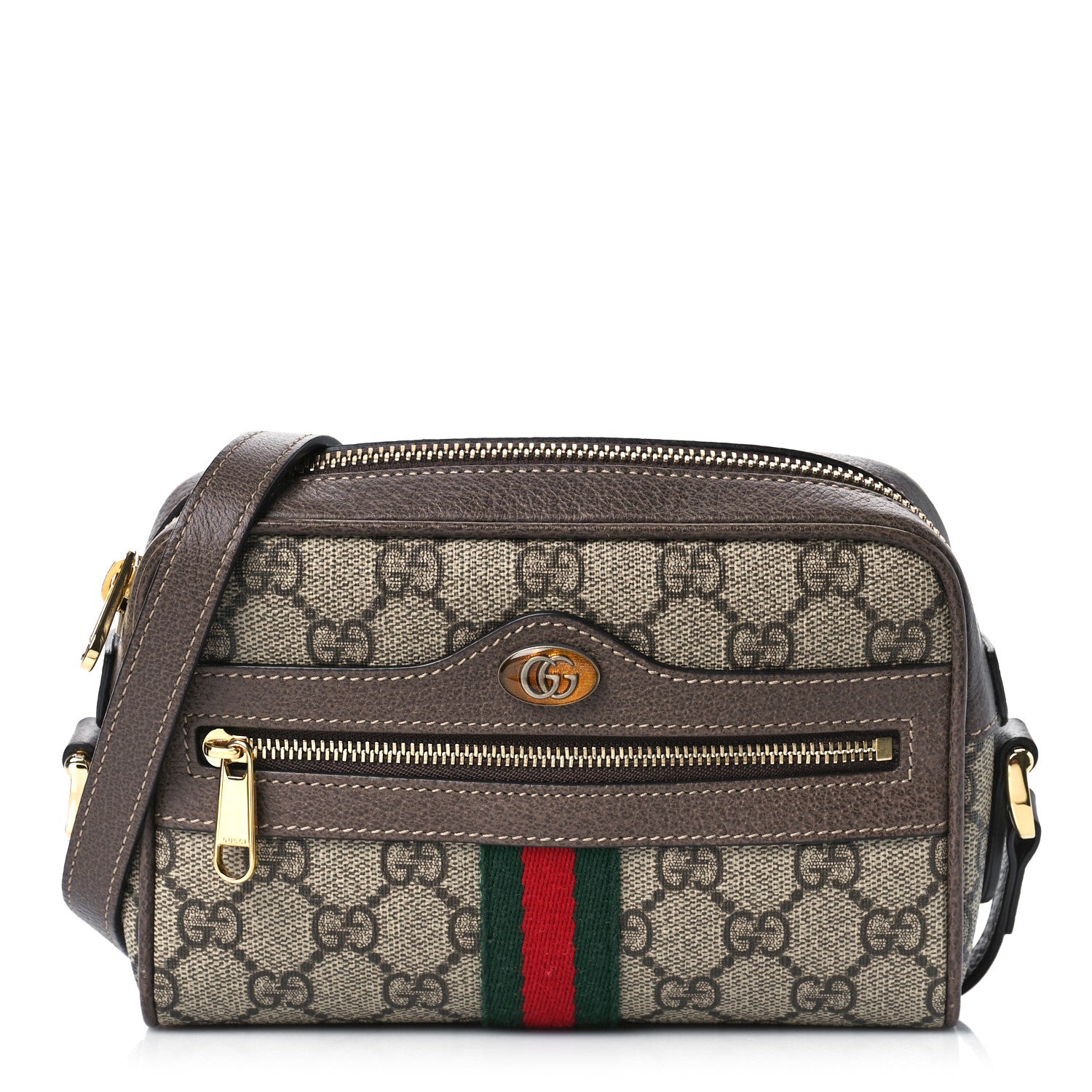 Gucci GG Supreme Monogram Web Mini Ophidia Shoulder Bag Brown 1 of 9