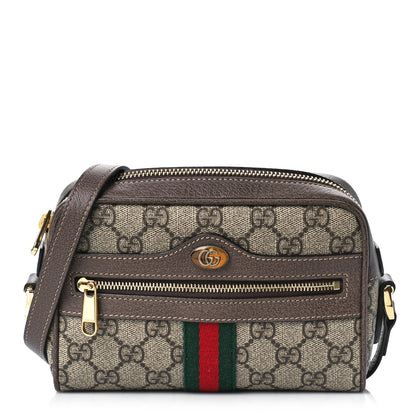 Gucci GG Supreme Monogram Web Mini Ophidia Shoulder Bag Brown 1 of 9