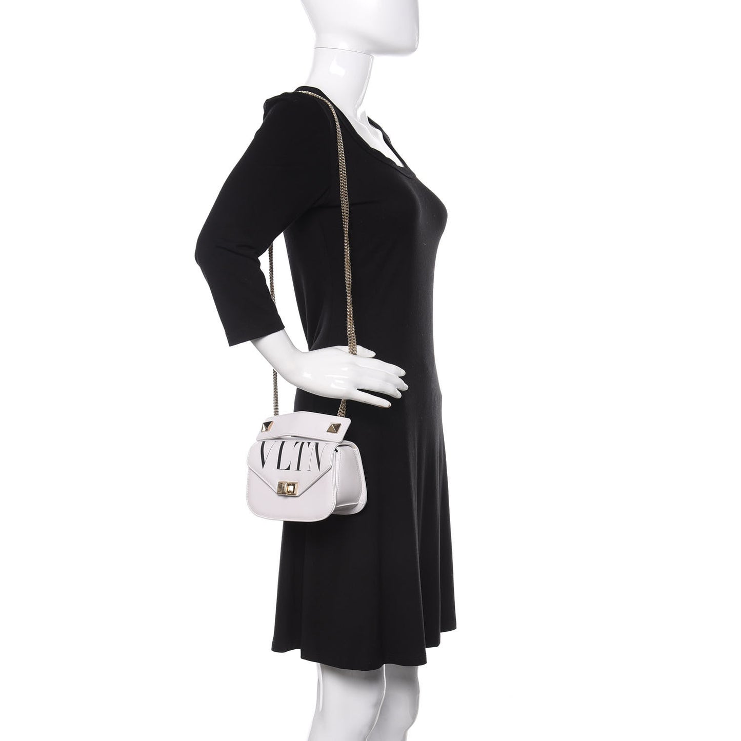 Calfskin VLTN Small Shoulder Bag White