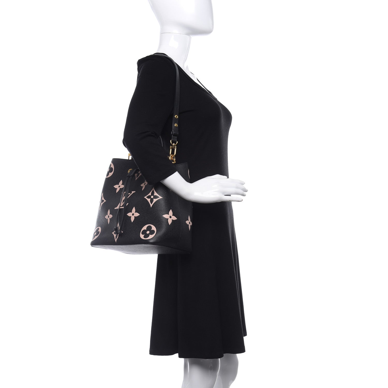 Louis Vuitton Empreinte Monogram Giant Neonoe MM Black Beige 2 of 8