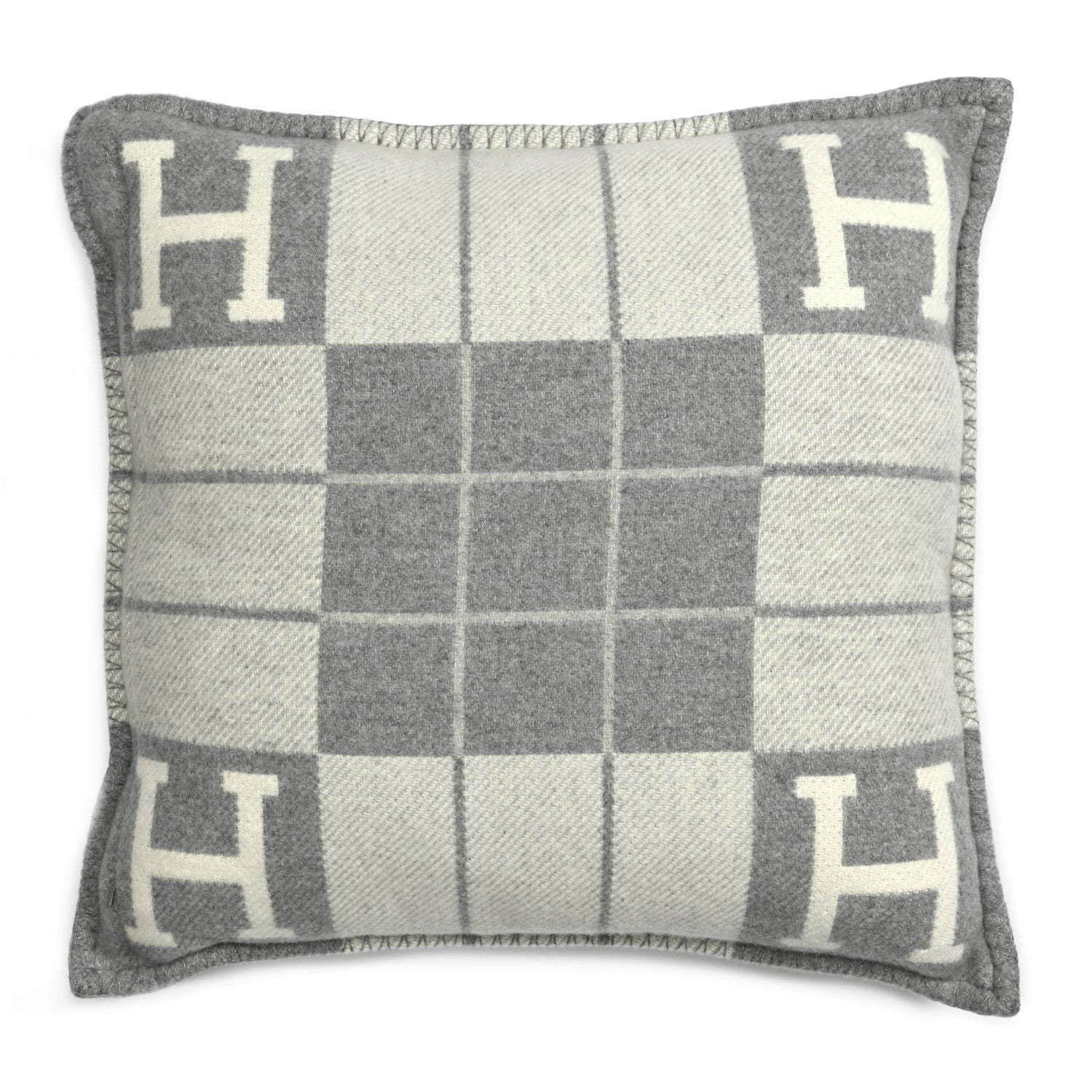 Hermes Wool Cashmere Avalon III Pillow PM Ecru Gris Clair 2 of 3