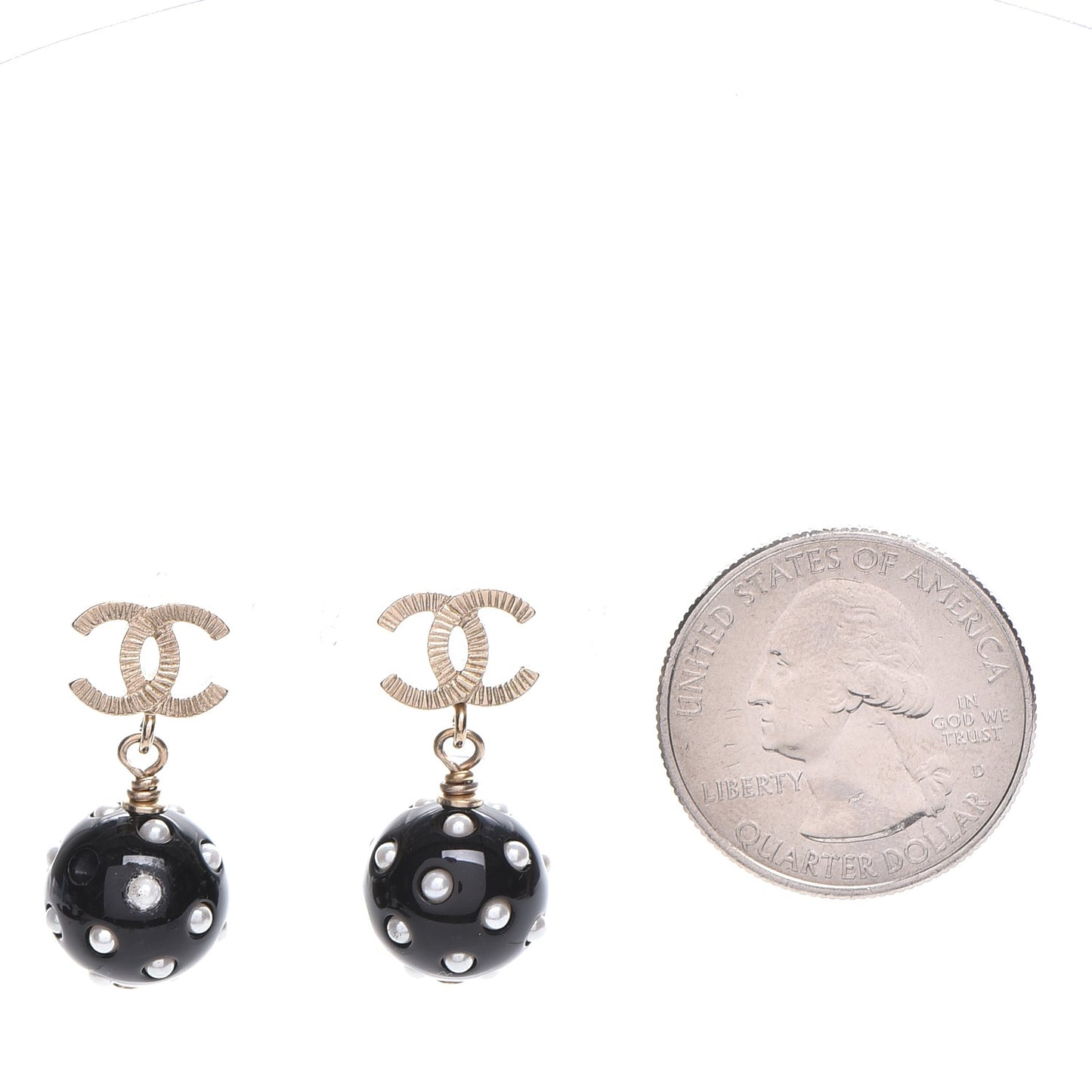 Resin CC Drop Earrings Gold Black White