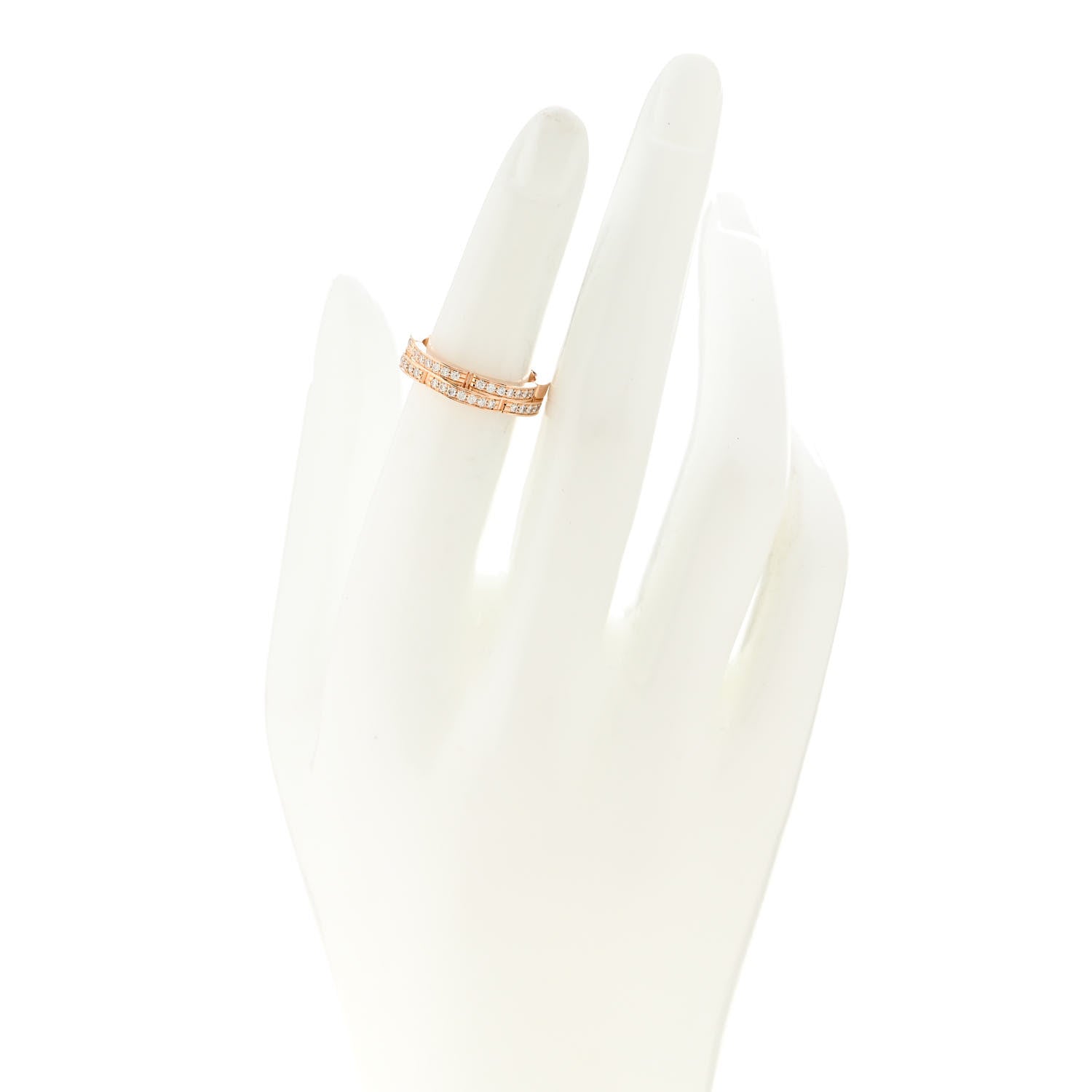 Cartier 18K Pink Gold Diamond Maillon Panthere 2 Half Rows Ring 49 4.75 2 of 5