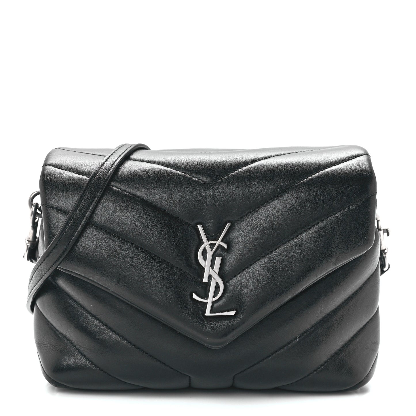 Calfskin Y Quilted Monogram Toy Loulou Crossbody Bag Black
