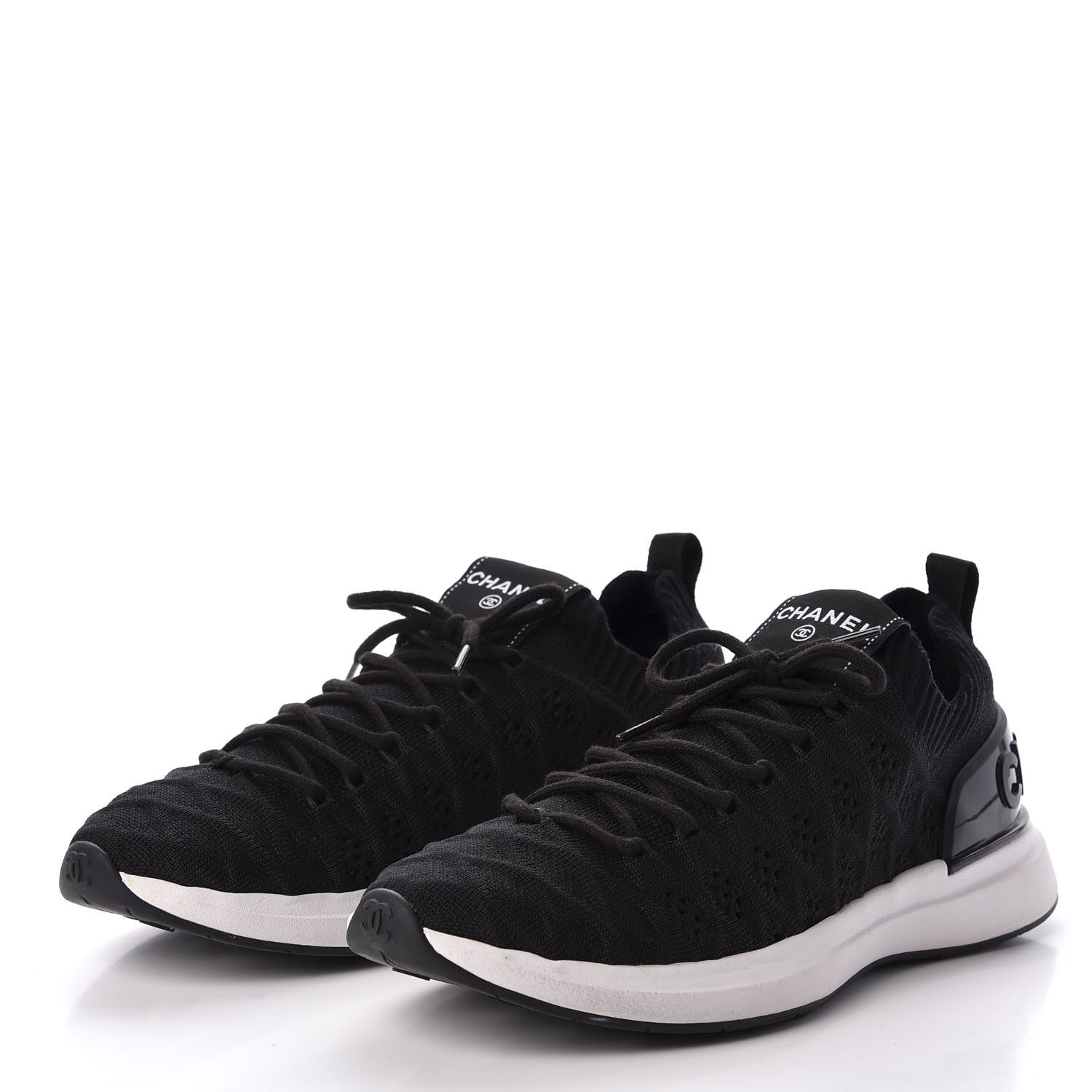 Chanel Fabric Logo Sneakers 38 Black 3 of 12