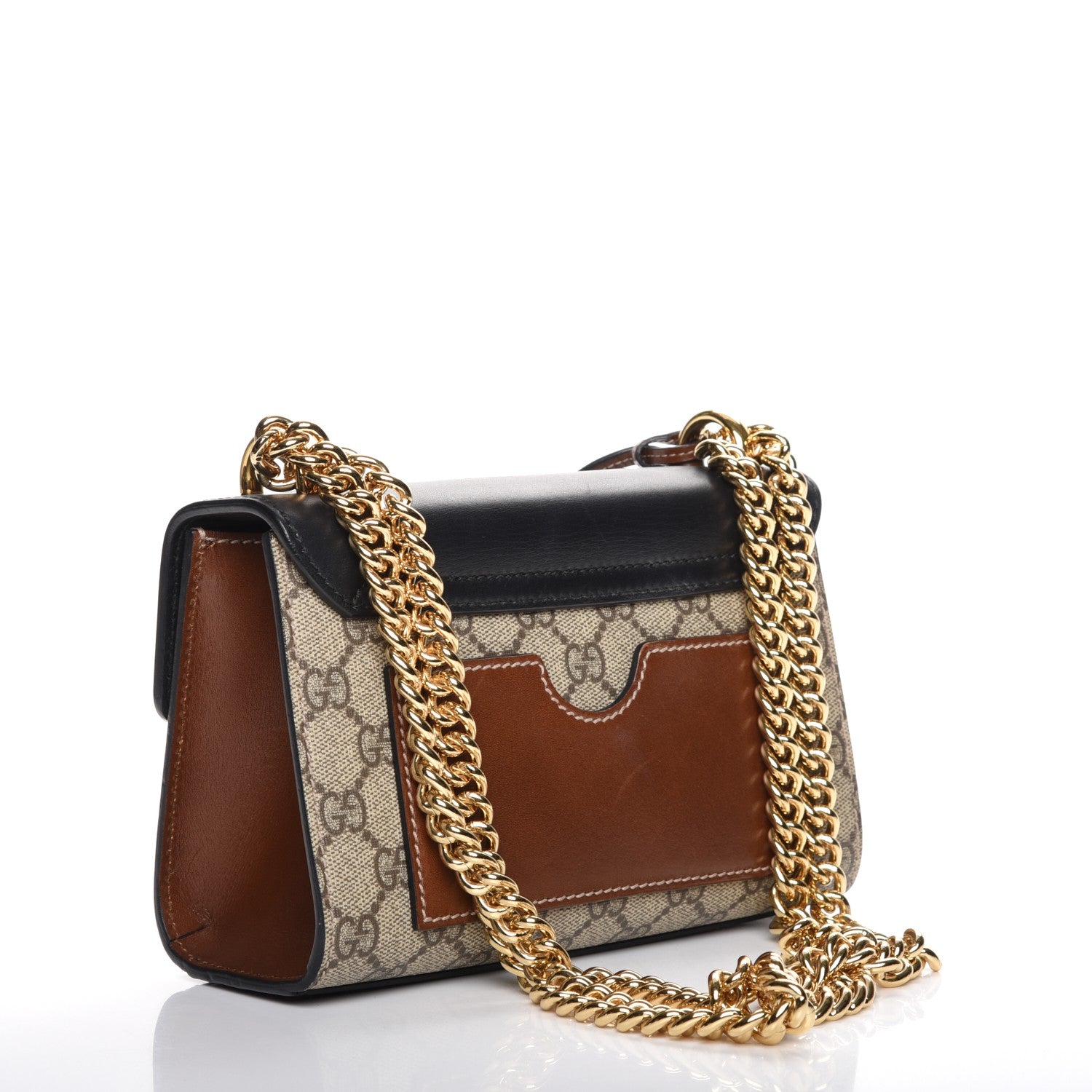 Gucci GG Supreme Monogram Calfskin Small Padlock Shoulder Bag Beige Black Cuir 3 of 7