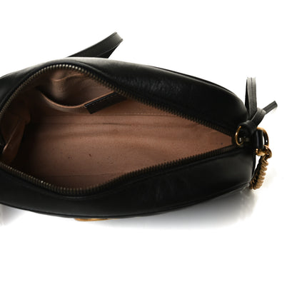 Gucci Calfskin Matelasse Small GG Marmont Chain Shoulder Bag Black 5 of 15