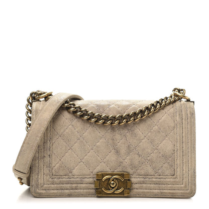 Chanel Iridescent Calfskin Quilted Medium Boy Flap Beige 1 of 10
