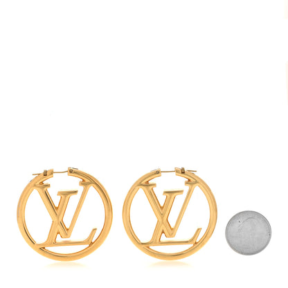 Louis Vuitton Metal Louise Hoop Earrings Gold 2 of 6