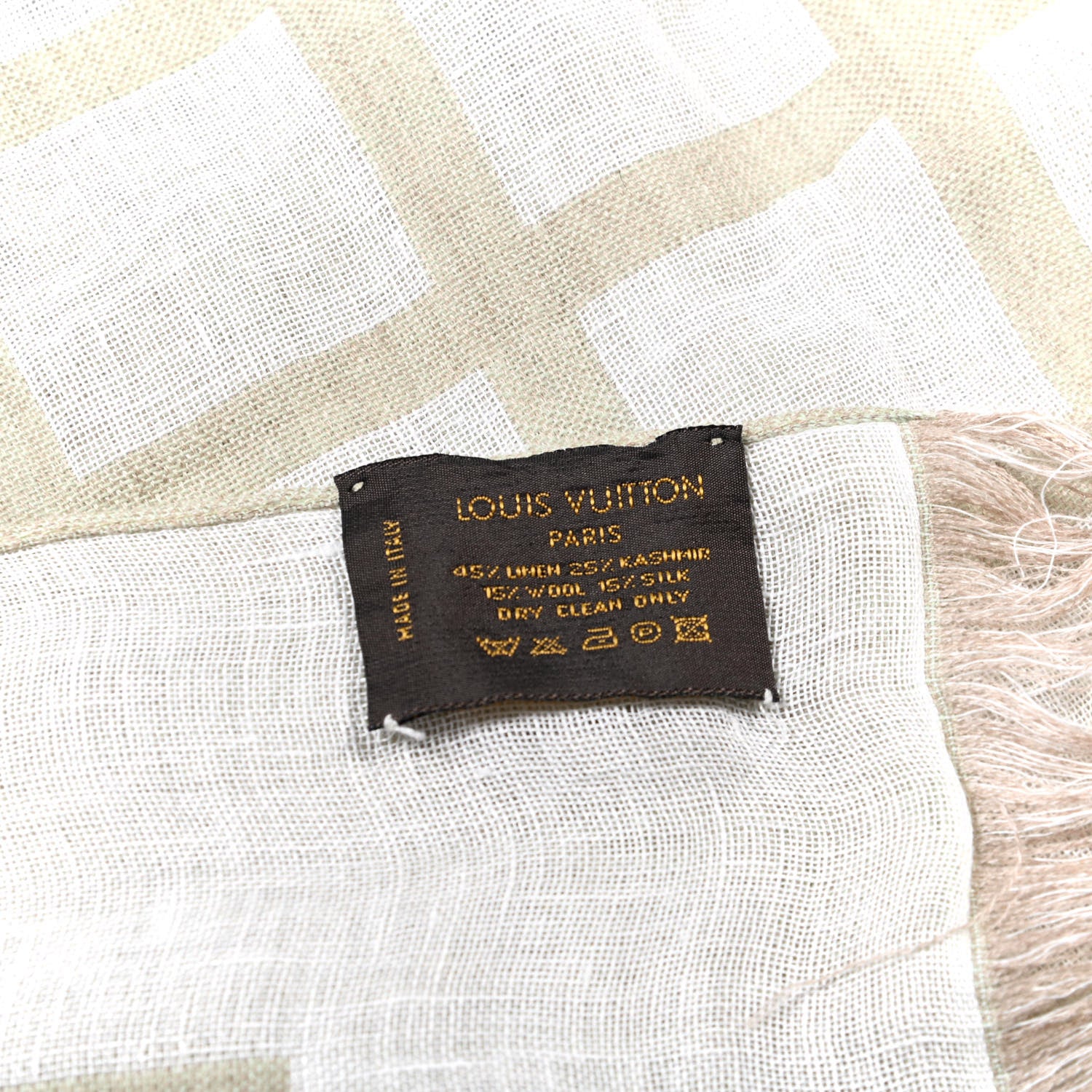 Louis Vuitton Monogram Linen Scarf Beige 3 of 3