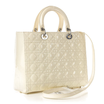Christian Dior Patent Cannage Large Lady Dior White 2 of 14