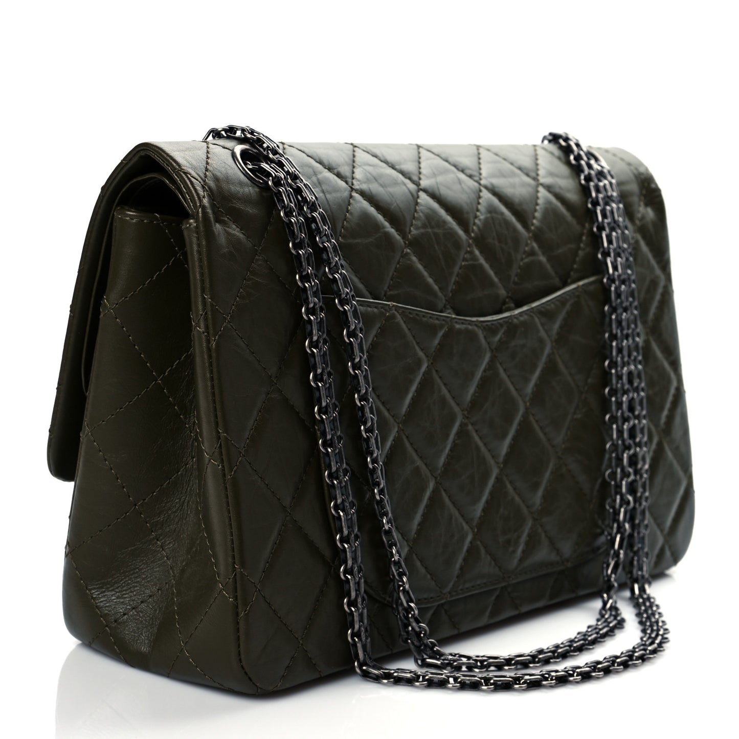 Aged Calfskin Quilted 2.55 Reissue 227 Flap Dark Green