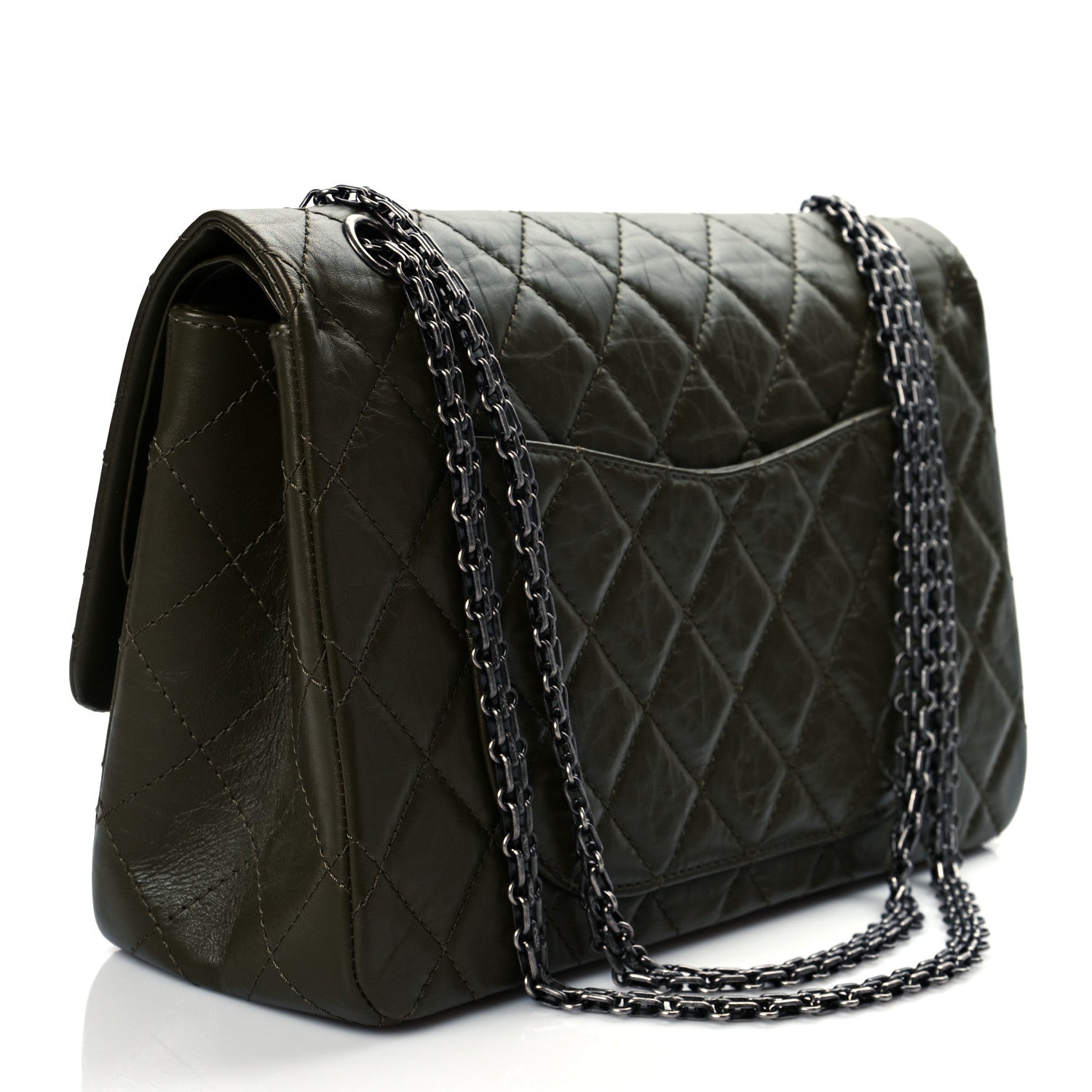 Chanel Aged Calfskin Quilted 2.55 Reissue 227 Flap Dark Green 3 of 10