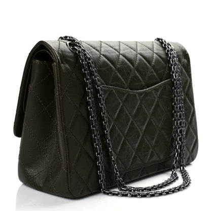 Chanel Aged Calfskin Quilted 2.55 Reissue 227 Flap Dark Green 3 of 10