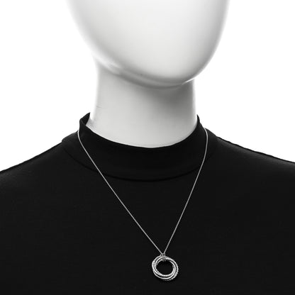 David Yurman Sterling Silver Pave Diamond 21mm Crossover Circle Necklace 2 of 4