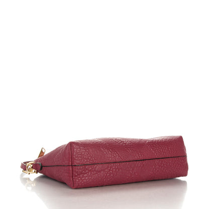 Burberry Signature Grain Calfskin Check Embossed Small Chichester Crossbody Clutch Bag Mahogany Red 4 of 10