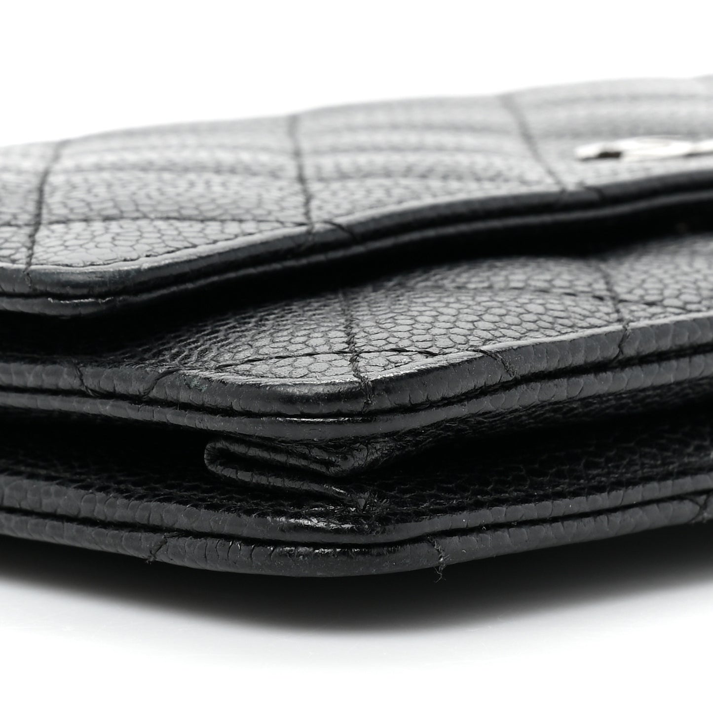 Caviar Quilted Wallet on Chain WOC Black