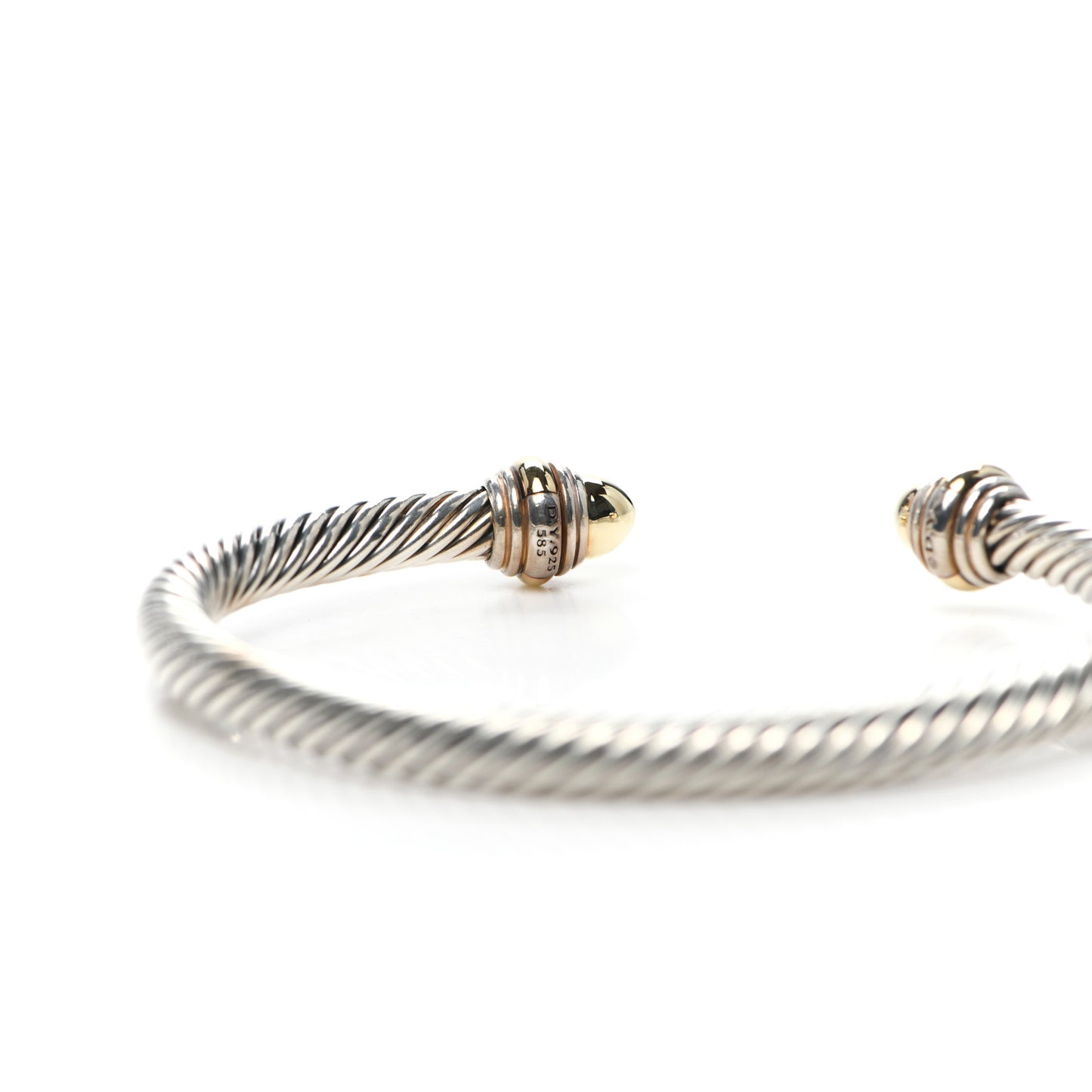 Sterling Silver 14K Yellow Gold 5mm Cable Classics Dome Bracelet