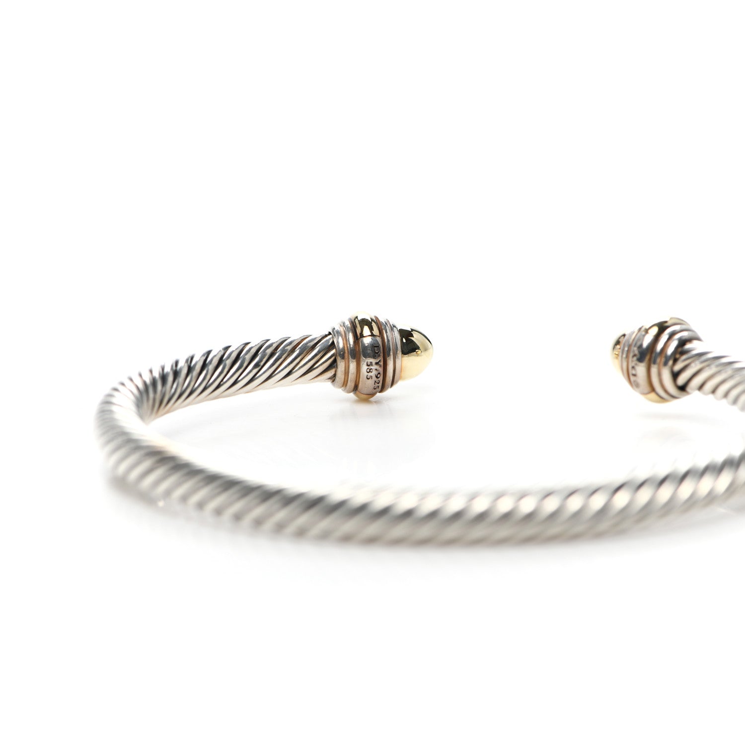 David Yurman Sterling Silver 14K Yellow Gold 5mm Cable Classics Dome Bracelet 5 of 5
