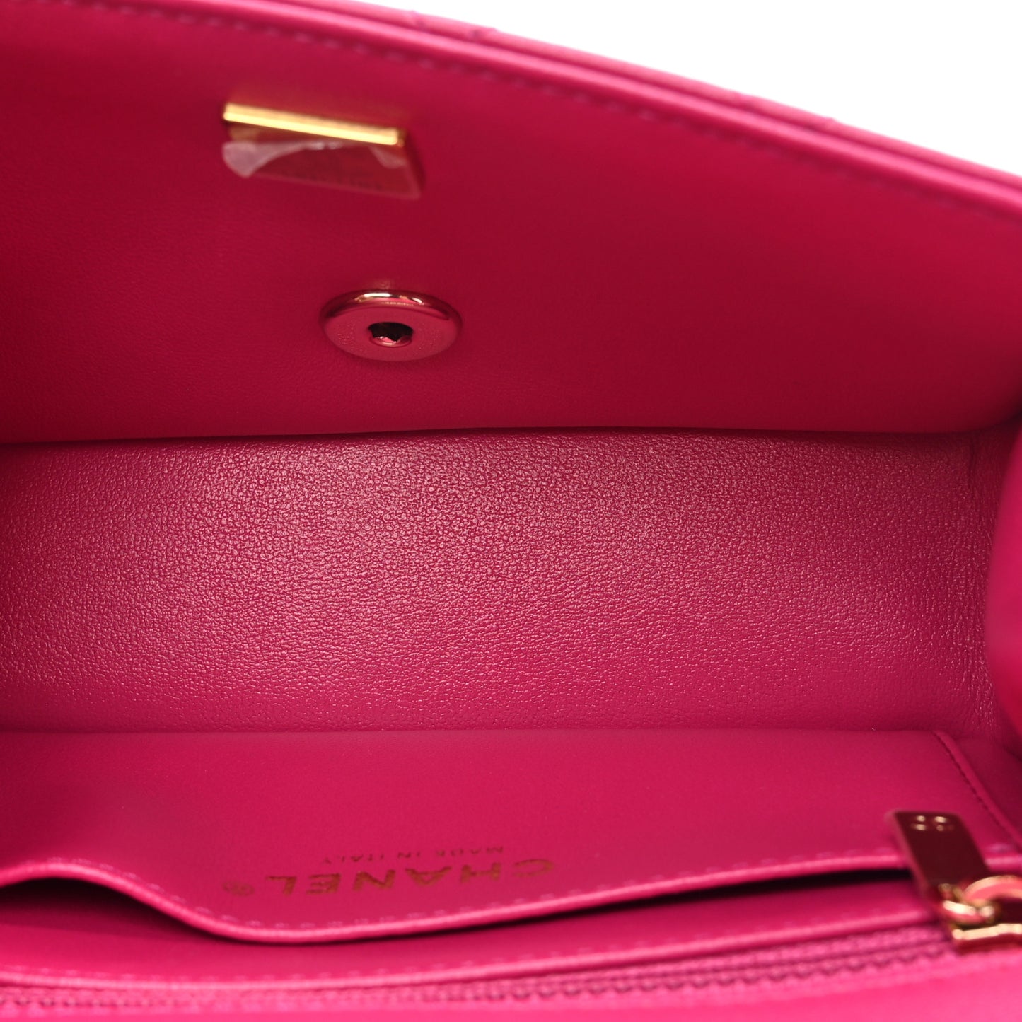 Lambskin Quilted Mini Crystal Top Handle Rectangular Flap Dark Pink