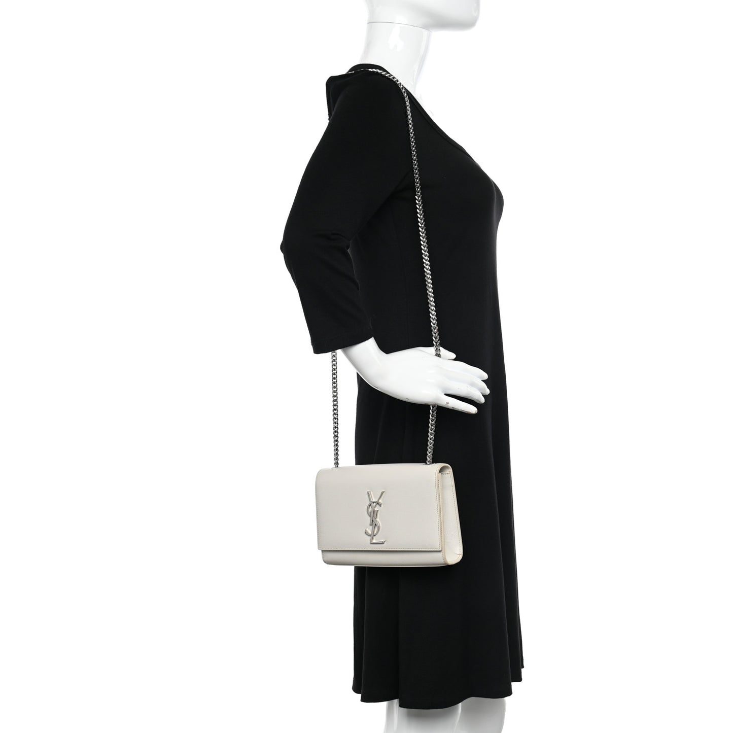 Grain De Poudre Medium Classic Monogram Kate Satchel Icy White