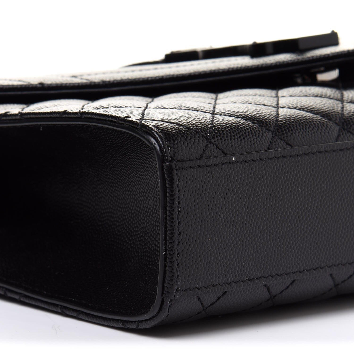 Saint Laurent Grain De Poudre Textured Mixed Matelasse Triquilt Medium Monogram Satchel Black 10 of 12
