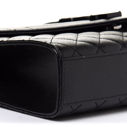 Saint Laurent Grain De Poudre Textured Mixed Matelasse Triquilt Medium Monogram Satchel Black 10 of 12
