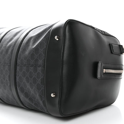 Gucci Soft GG Supreme Monogram Appia Calfskin Web Large Carry On Duffle Bag Black Grey 9 of 23