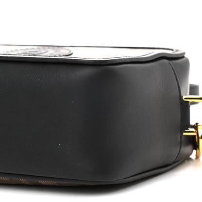Fendi Glazed Fabric Vitello Century FF 1974 Stamp Patch Mini Camera Case Mogano Panna Black 11 of 12