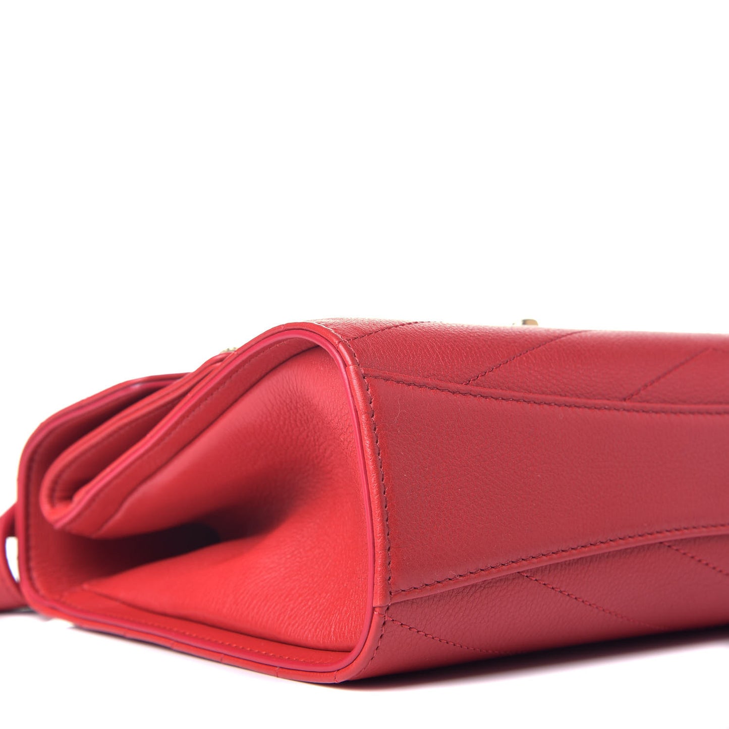 Calfskin Chevron Quilted Envelope Flap Red