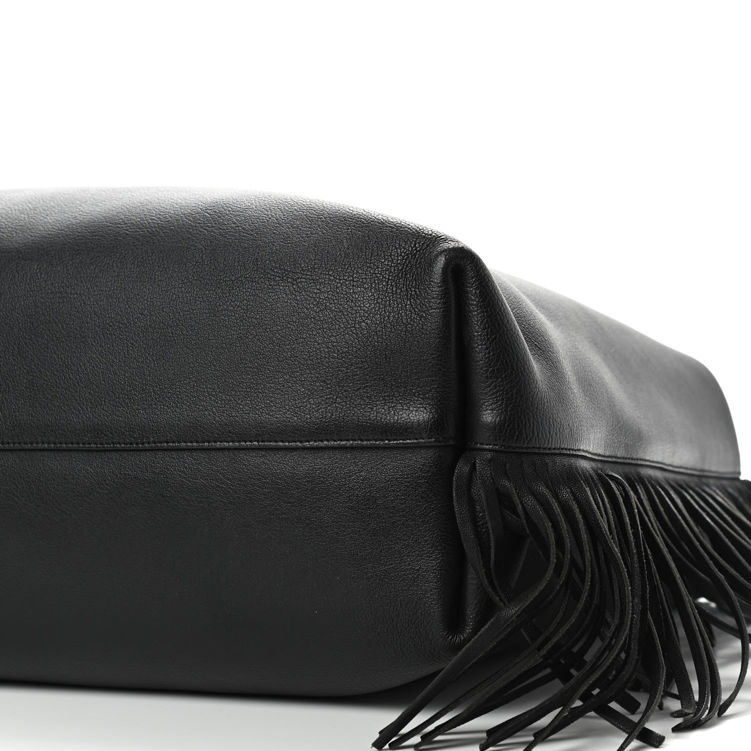Saint Laurent Calfskin Large Fringe Shopping Tote Black 9 of 13